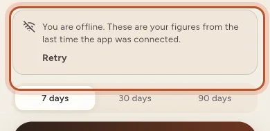 The offline notice on Home with a Retry button