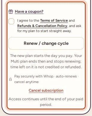 The bottom of a plan card