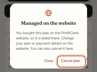 Cancelling in the app