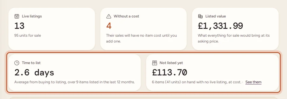 The top of the eBay listings page