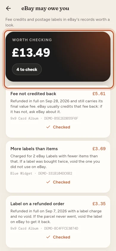 eBay may owe you in the app