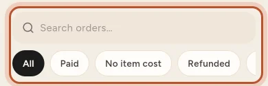 The Sales tab with search and chips