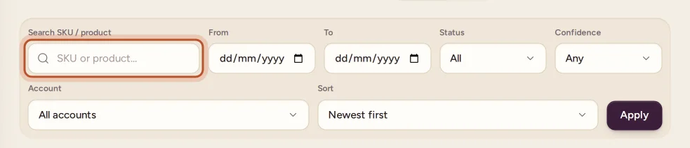 The Orders filters