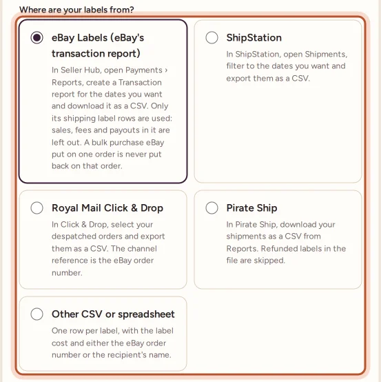 Choosing where your labels are from
