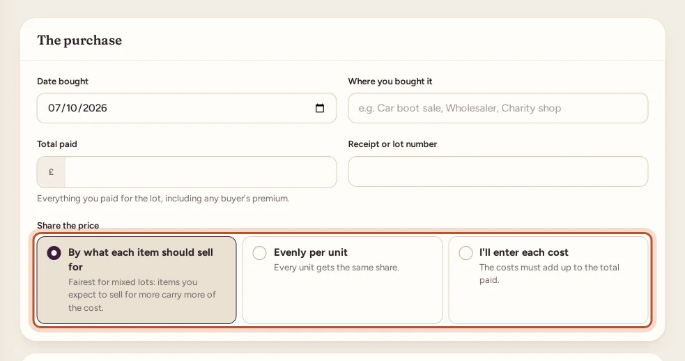 The purchase and the ways to share the price