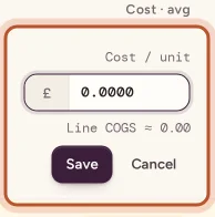 Setting a cost per unit on an order line