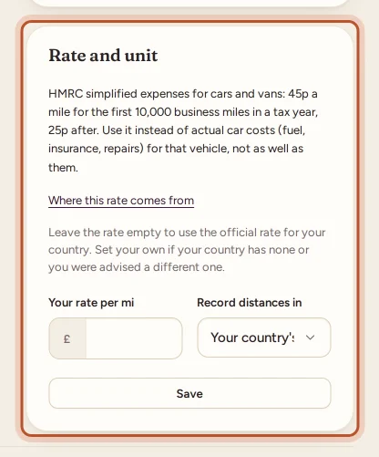 The Rate and unit card