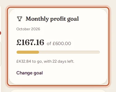 The Monthly profit goal card on the Overview