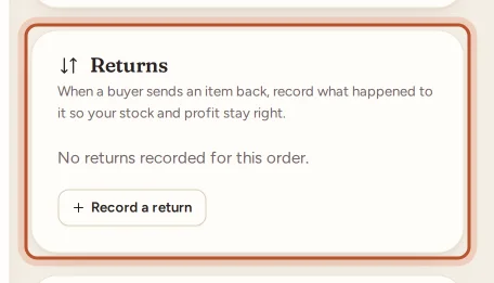 The Returns card