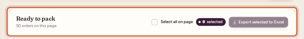 Selecting orders and exporting