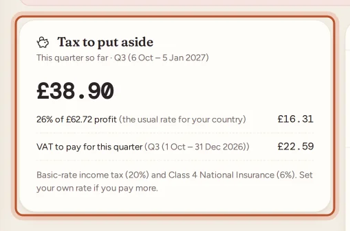 Tax to put aside for this quarter