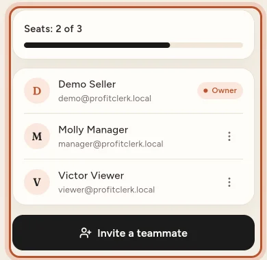 Team members in the app