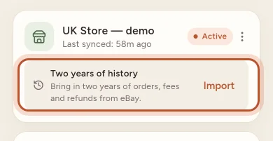 The two-year import in the app