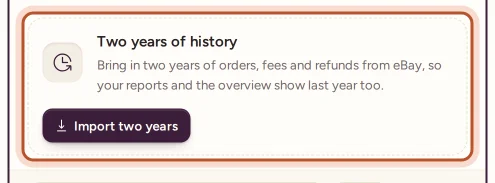 The two-year import in Settings