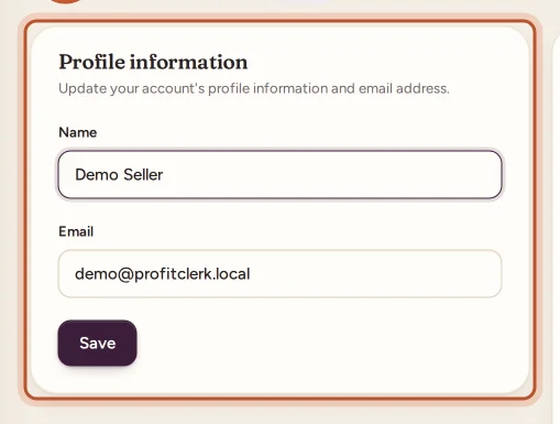 The Profile information card